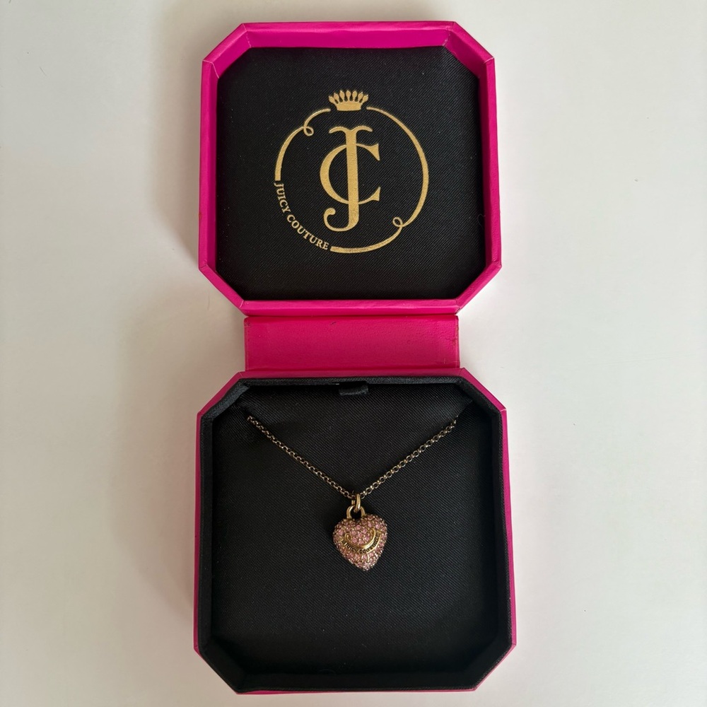 Vintage Juicy Couture Pink & Gold Heart Necklace